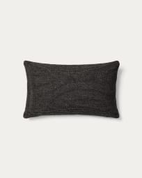 Elira wool and cotton cushion cover in black 50 x 30 cm