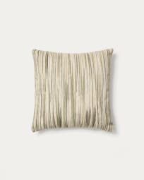 Zilora green and beige striped silk blend jacquard cushion cover 45 x 45cm