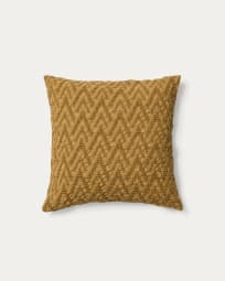 Evone cushion cover 100% cotton with waffle texture mustard 50 x 50 cm