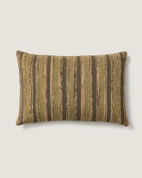 Dorevi green striped silk blend jacquard cushion cover 40 x 60cm