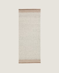 Nifelia beige wool jacquard runner rug 200 x 80cm
