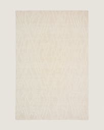 Selira beige wool rug with embroidered effect 300 x 200cm