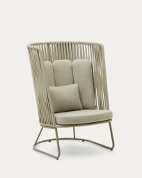 Fauteuil d'extérieur avec dossier haut Saconca et en acier galvanisé vert