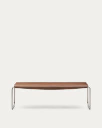 Tarsel bench in FSC 100% walnut veneer with brushed stainless steel structure 142cm