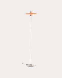 Nuvira floor lamp in light grey brushed metal and orange lampshade