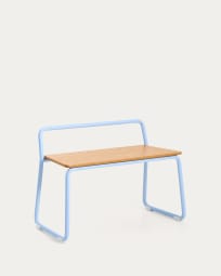 Tinn ash veneer bench with a blue metal structure, 75 cm