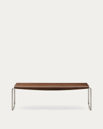 Tarsel bench in FSC 100% walnut veneer with brushed stainless steel structure 142cm
