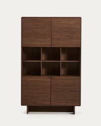 Norlen 4-door tall sideboard in walnut veneer FSC Mix Credit 100 x 165cm
