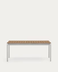 Canyelles outdoor extendable table in polywood and aluminium in light grey 180 (240) x 100cm