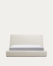 Martina bed with removable cover in ecru chenille for mattress 160 x 200cm