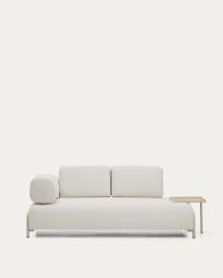 Compo 2-seater sofa in ecru chenille, large oak veneer tray table and beige metal frame 200 cm FSC Mix Credit