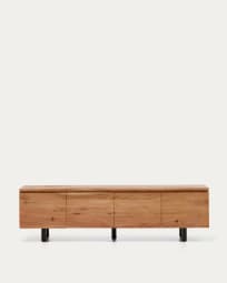 Uxue 4-door TV stand in solid acacia wood with bleached finish 200 x 58cm