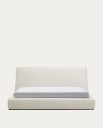 Martina bed with removable cover in ecru chenille for mattress 180 x 200cm