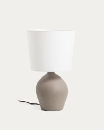 Candeeiro de mesa grande Viona com efeito de pedra texturado e abajur de algodão
