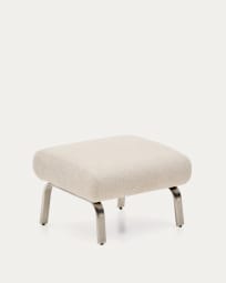 Amsen beige footrest with brushed stainless steel legs 68 x 55 cm