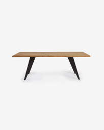 Koda oak veneer table with natural finish and steel legs with black finish 160 x 90 cm