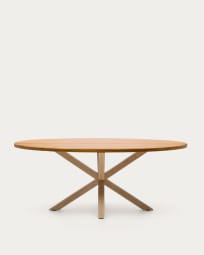 Argo oval table in solid acacia wood and wood-effect steel legs Ø 200 100 cm