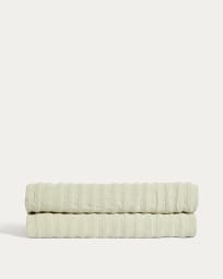 Rilune 100% cotton bedspread with light green embossed stripe effect for 90 cm bed