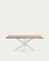 Argo oak veneer table with natural finish and steel legs with white finish 160 x 90 cm