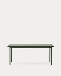 Maurina outdoor table in green galvanised steel with green tiles 223 x 101cm