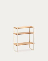 Tinn ash veneer shelf with a beige metal structure, 70 x 60 cm