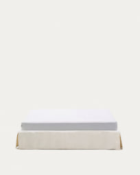 Κάλυμμα για βάση Jaira από λευκό chenille για κρεβάτι 180 x 200 εκ