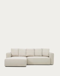 Marela beige chenille 3-seater sofa bed with left chaise longue 276cm FSC Mix Credit
