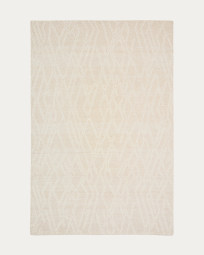 Selira beige wool rug with embroidered effect 300 x 200cm