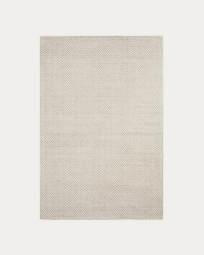 Calira beige woven jacquard wool rug 230 x 160cm