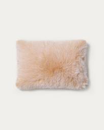 Lisara ecru two-tone faux-fur cushion cover 40 x 60cm
