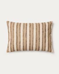 Dorevi ecru striped silk blend jacquard cushion cover 40 x 60cm