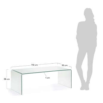 Table basse Burano en verre 110 x 50 cm - dimensions