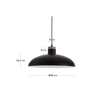 Lampe suspension Gotram noir - dimensions