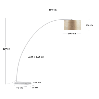 Juhe floor lamp in in ash wood veneer, steel and white marble UK adapter - sizes