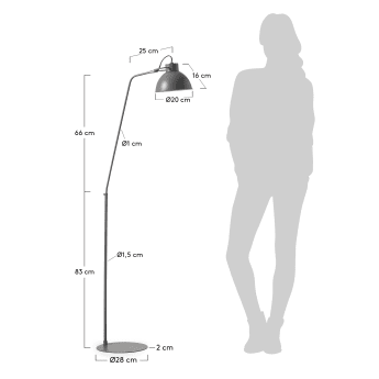 Lámpara de pie Offelis, gris - tamaños