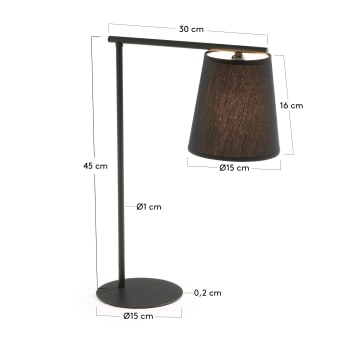 Lampe de table Welling, Noir - dimensions