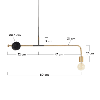 Lampe suspension Wick 80 cm noir - dimensions