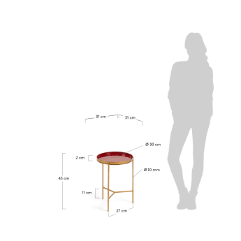 Table d'appoint Naoko Ø 31 cm bordeaux - dimensions