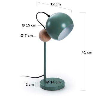 Lámpara de sobremesa Vonne verde - tamaños