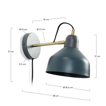 Lampa ścienna Olimpia z metalu adapter UK - rozmiary