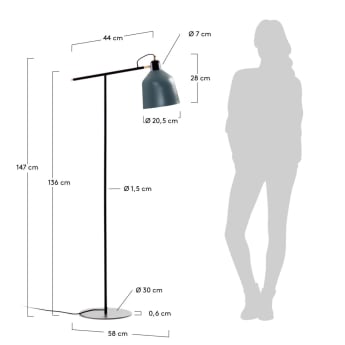 Olimpia metal floor lamp UK adapter - sizes