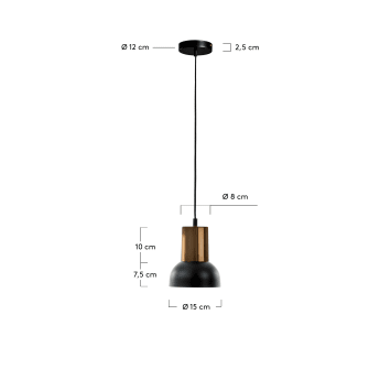 Lámpara de techo Amina de metal con acabado negro y cobre - tamaños