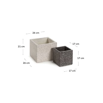 Set of 2 square Bransc pots black and white - sizes