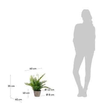 Sztuczna roślina Filicopsida z doniczką cementową 35 cm - rozmiary