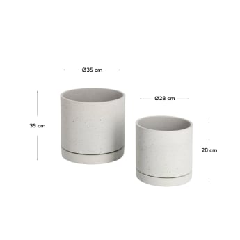 Kwanti Set aus zwei Übertöpfen aus Zement Ø 35 cm / Ø 28 cm - Größen