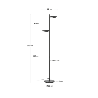 Veleira steel floor lamp UK adapter - sizes