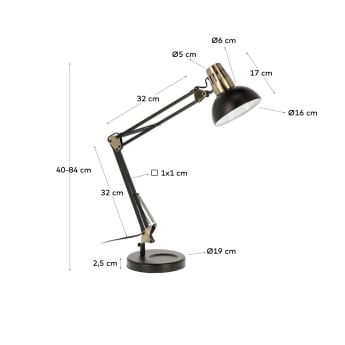 Kristine steel table lamp UK adapter - sizes