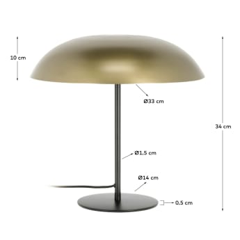 Carlisa table lamp in metal UK adapter - dimensions