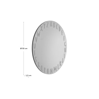Espejo de pared redondo Keila abecedario gris Ø 50 cm - tamaños