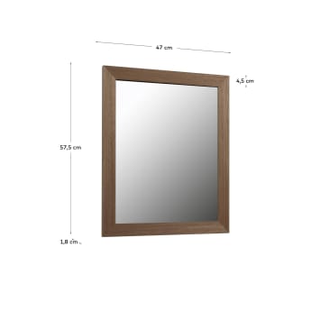 Wilany spiegel brede lijst in MDF met notelaar afwerking 47 x 57,5 cm - maten